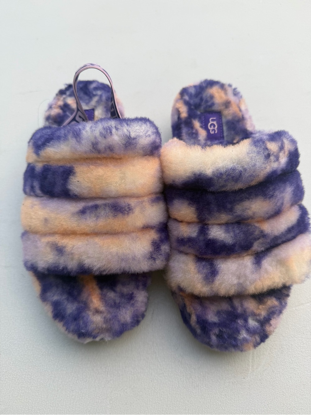 UGG Tie-Dye Fluff Slide - Purple & Cream